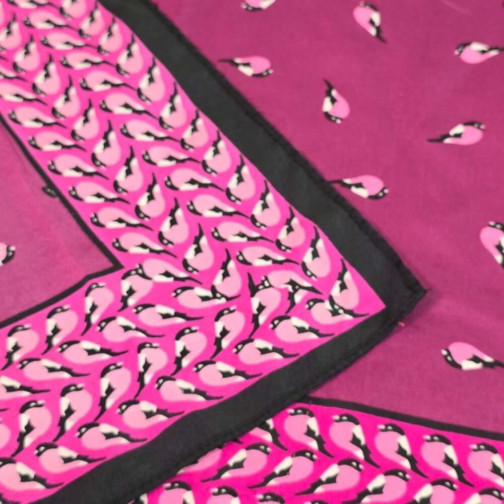 Square Scarf Women Purple Birds Magenta Whimsical Novelty Print Bold Color Pop - Picture 8 of 13